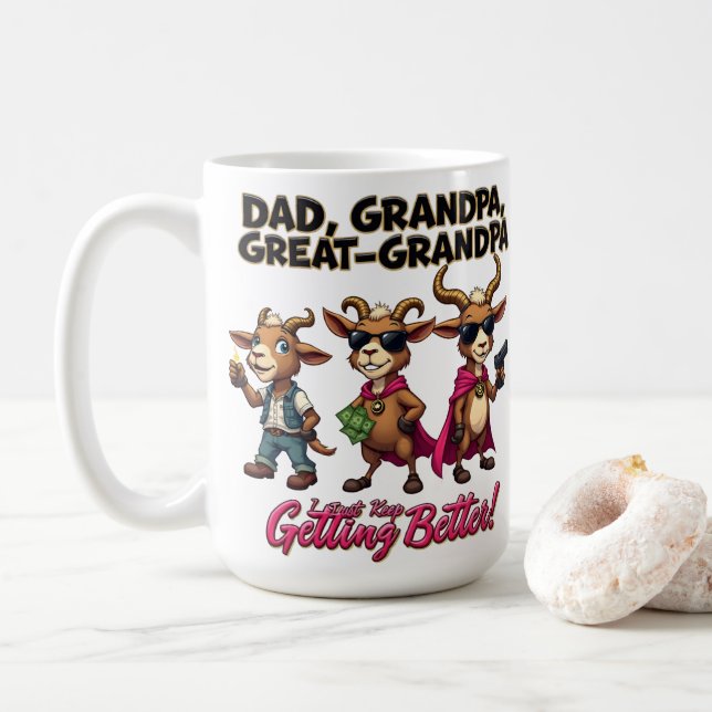 Caneca De Café Pai Vô Bisavô CABRA Melhorando Presente (Com Donut)