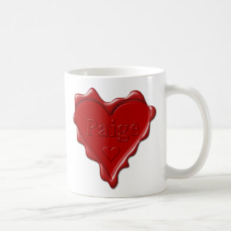Caneca De Café Paige. Selo vermelho da cera do coração com Paige
