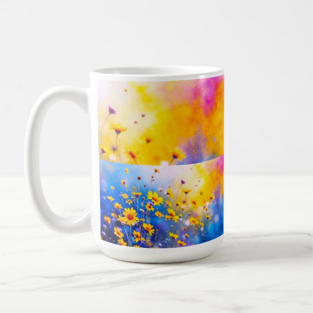 Caneca De Café Painéis Abstratos de Flores Iluminados pelo Sol (Esquerda)