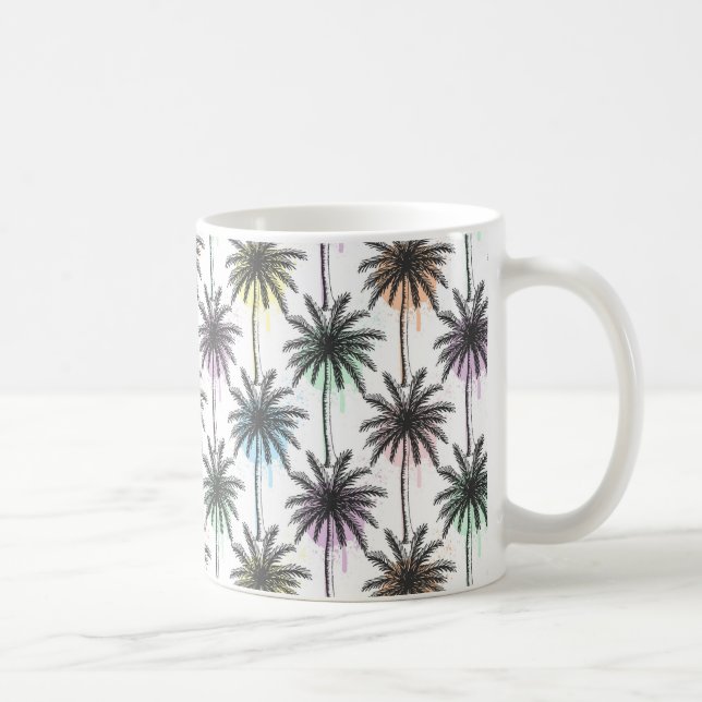 Caneca De Café Paint Drop Palm Tree Patterno (Direita)