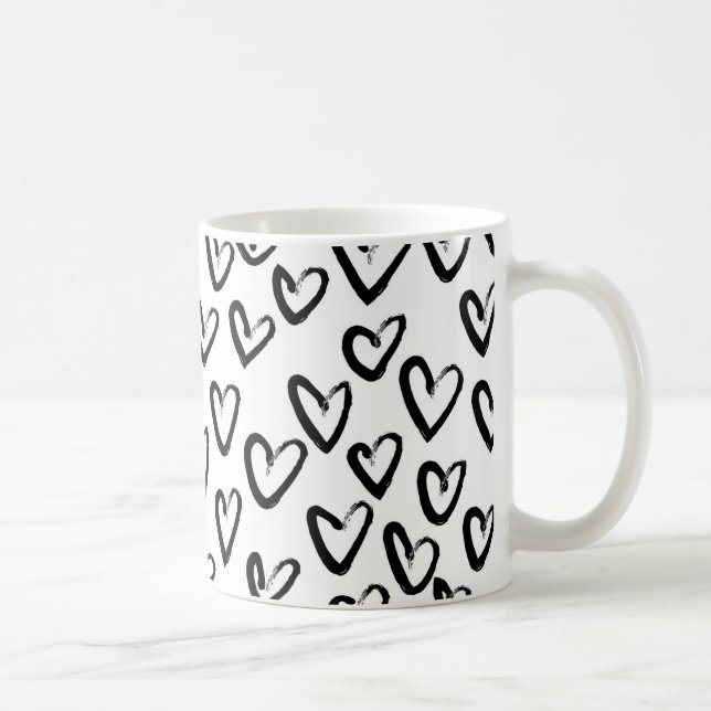 Caneca De Café Paint Stroke Heart Pattern (Direita)