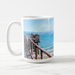 Caneca De Café Painting Wooden Pier Ocean