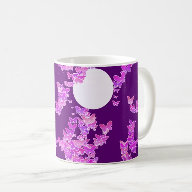 Caneca De Café Paisagem com borboletas - orquídea, ametista (Frente Esquerda)