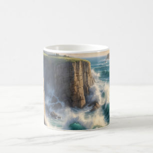 Caneca de Café Paisagem Costeira Ondas Oceânicas n