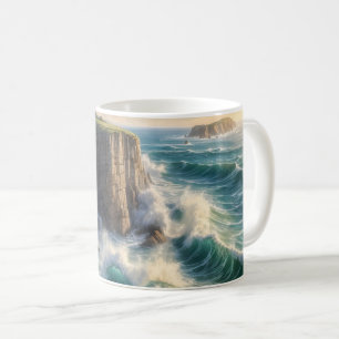 Caneca de Café Paisagem Costeira Ondas Oceânicas n