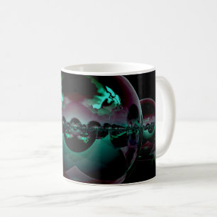 Caneca De Café Paisagem da Alienígena Surreal - Luz Verde