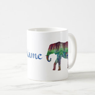 Caneca De Café Paisagem de Aquarela de Elefante