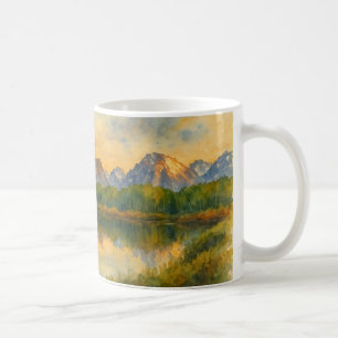 Caneca De Café Paisagem de Aquarela de Reflexão de Montanha do ou