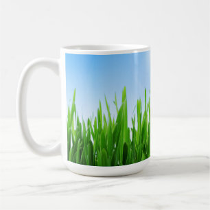 Caneca De Café Paisagem de grama verde céu azul-10826