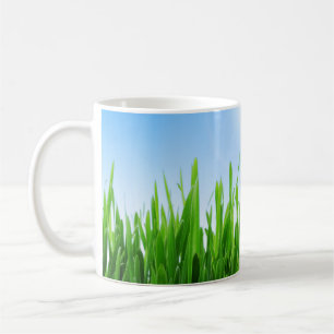 Caneca De Café Paisagem de grama verde e céu azul-10826