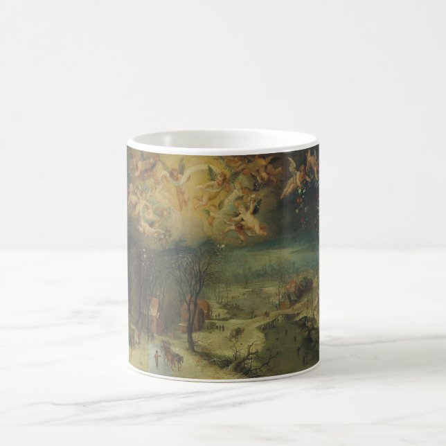 Caneca De Café Paisagem De Inverno Com Aldeias Recolhendo Madeira (Centro)