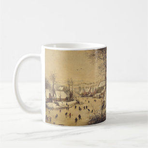Caneca De Café Paisagem de inverno com armadilha para pássaros po