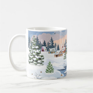 Caneca De Café Paisagem de inverno com casa coberta de neve