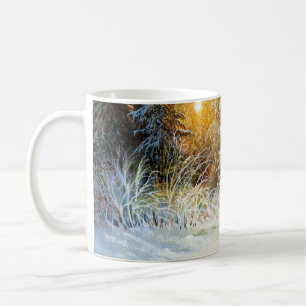Caneca De Café Paisagem de inverno com raposa em declínio