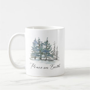 Caneca De Café Paisagem de inverno Paz na Terra Aquarela