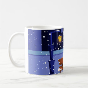 Caneca De Café Paisagem de Natal com candeeiro de rua, árvore e f