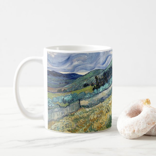 Caneca De Café Paisagem de Santo-Rémy por Vincent Van Gogh (Com Donut)