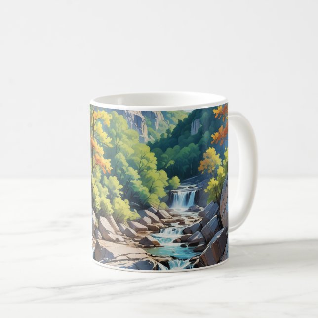 Caneca De Café Paisagem de Serene Mountain (Frente Esquerda)