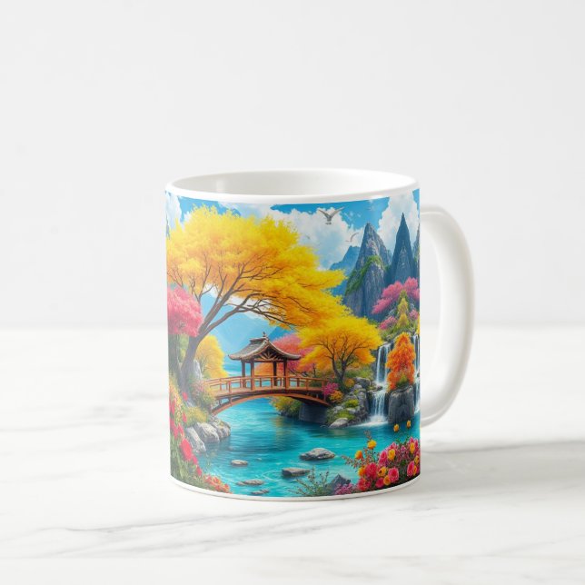 Caneca De Café paisagem de um rio de turquesa cristalino (Frente Esquerda)