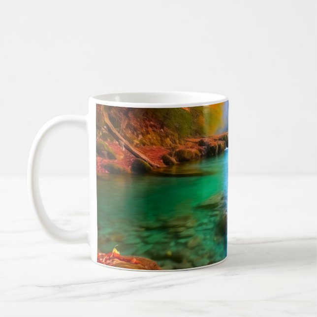 Caneca De Café Paisagem do Rio de Outono Tranquilo (Esquerda)