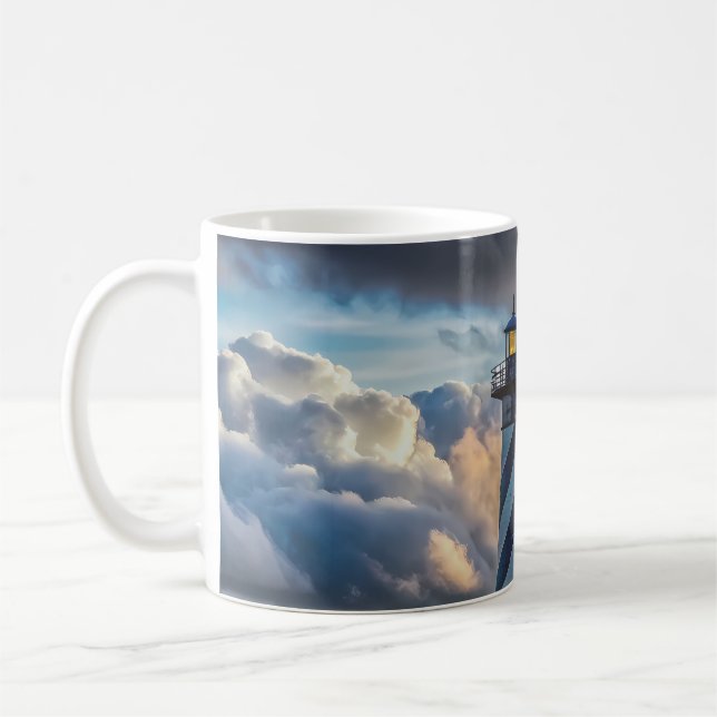 Caneca De Café Paisagem Dramática de Farol com Ondas Tempestuosas (Esquerda)