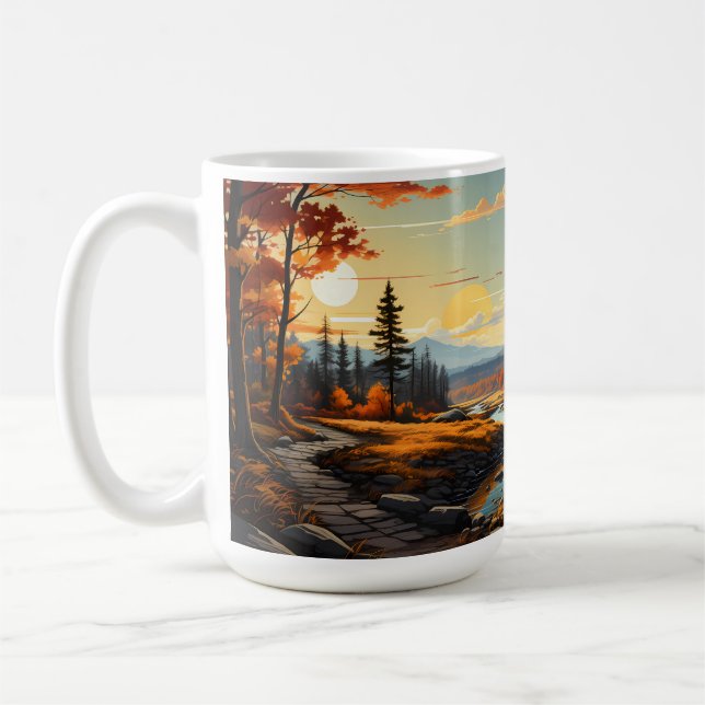 Caneca De Café Paisagem Florestal No Outono (Esquerda)