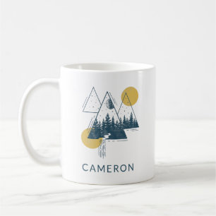 Caneca De Café Paisagem Geométrica Moderna Personalizada