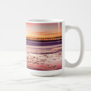 Caneca De Café Paisagem marinha e píer ao pôr do sol, CA