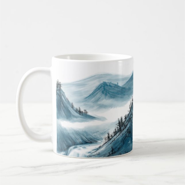 Caneca De Café Paisagem Natural da Nuvem com cinzas Azuis (Esquerda)