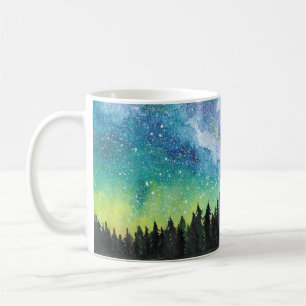 Caneca De Café Paisagem noturna de Aquarela, Via Látea