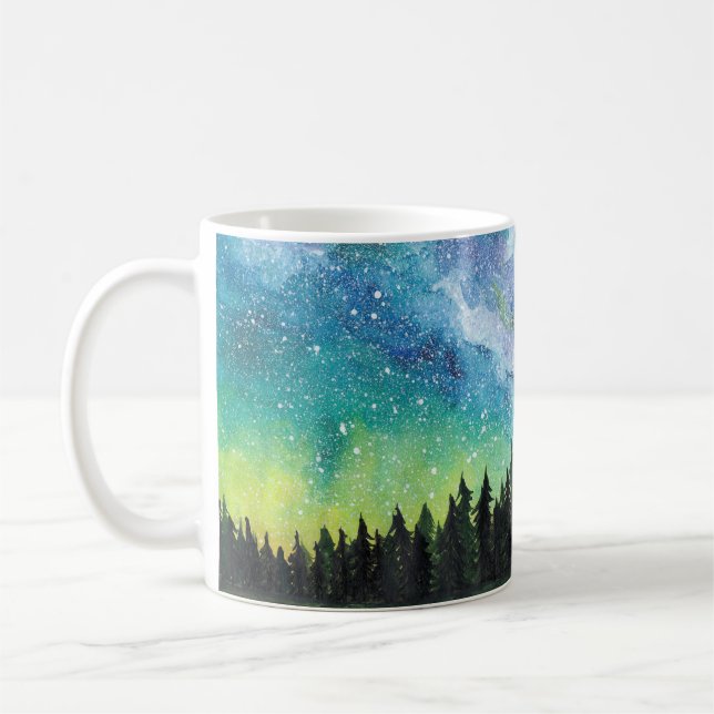 Caneca De Café Paisagem noturna de Aquarela, Via Látea (Esquerda)