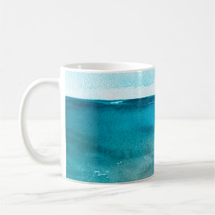 Caneca De Café Paisagem oceânica. Linda pintura de mão aquosa