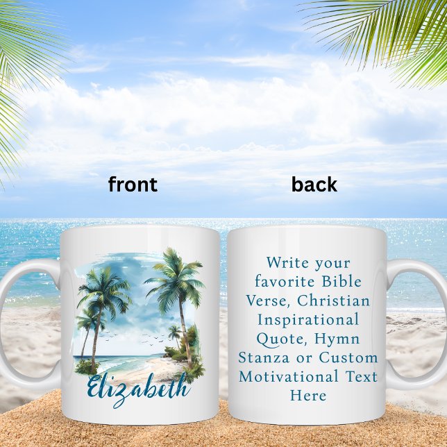 Caneca De Café Paisagem Personalizada de Bíblia Versa da Praia (Criador carregado)