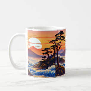 Caneca De Café Paisagem Sunrise Japonesa