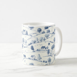 Caneca De Café Paisagem Toile Azul Vintage (2)