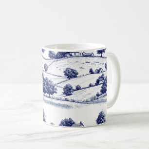 Caneca De Café Paisagem Toile Azul Vintage (3)