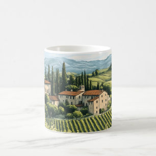 Caneca De Café Paisagem toscana com vinhedos e bicicleta