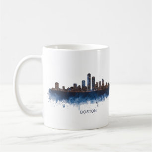 Caneca De Café Paisagem Urbana de Boston em Aquarela