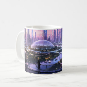 Caneca De Café Paisagem Urbana de Domo Futurista 