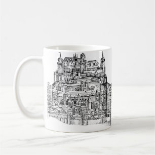 Caneca De Café Paisagem Urbana de Würzburg Baviera Arte Minimalis