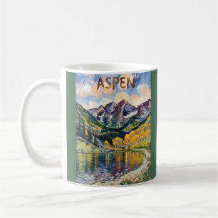 Caneca De Café Paisagem Vintage de Aspen Colorado Estilo Van Gogh