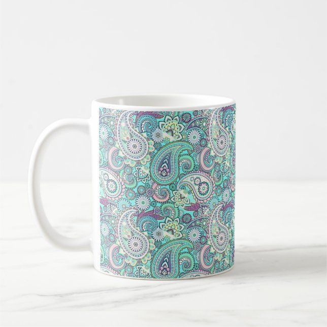Caneca De Café paisley azul vintage (Esquerda)