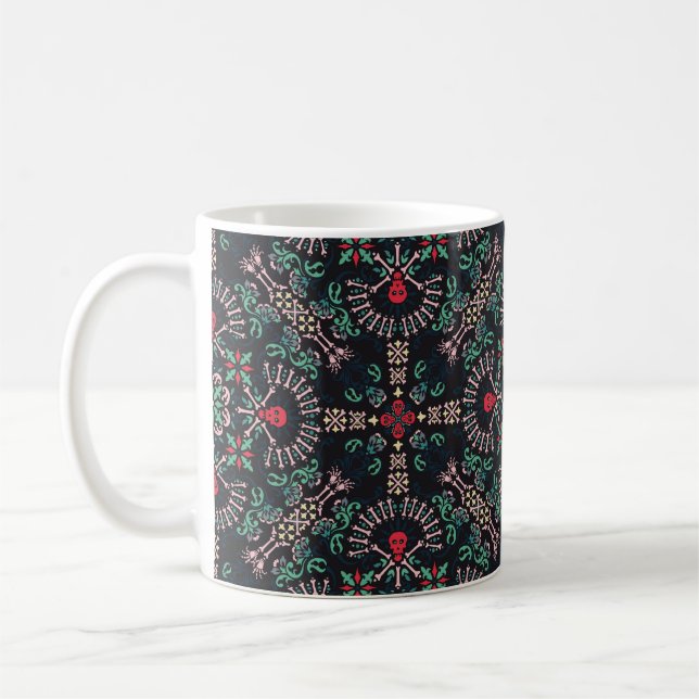 Caneca De Café paisley, crânios e ossos Bandana Impressão, fa (Esquerda)