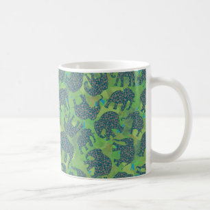 Caneca De Café Paisley Elephants, Jungle Green Deixa Coffee Mug