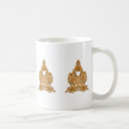 Caneca De Café Paisley Floral Art - Decor Laranja Boho
