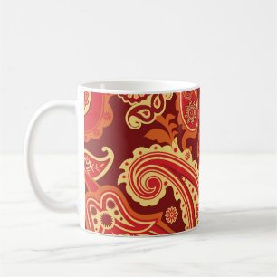 Caneca De Café Paisley, flores: padrão sem costura ornamental