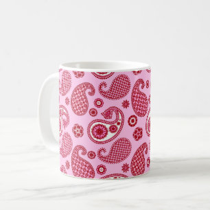 Caneca De Café Paisley Pattern, Peppermint Rosa e Branco