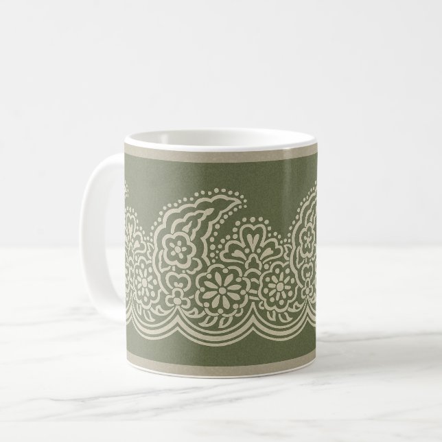 Caneca De Café Paisley sobre Mug Verde de Café (Frente Esquerda)