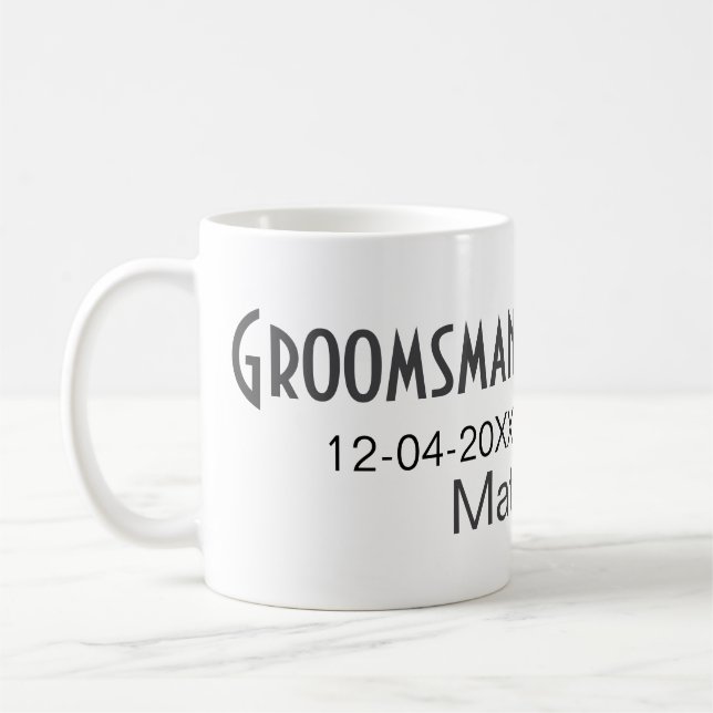 Caneca De Café Pajem adicione nome data ano colar cinza arco text (Esquerda)