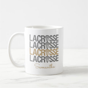 Caneca De Café Palavra de Lacrosse Dourada